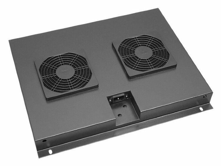 Блок вентиляторов потолочный для шкафов глубиной 600 мм, черный, с фильтрами — 