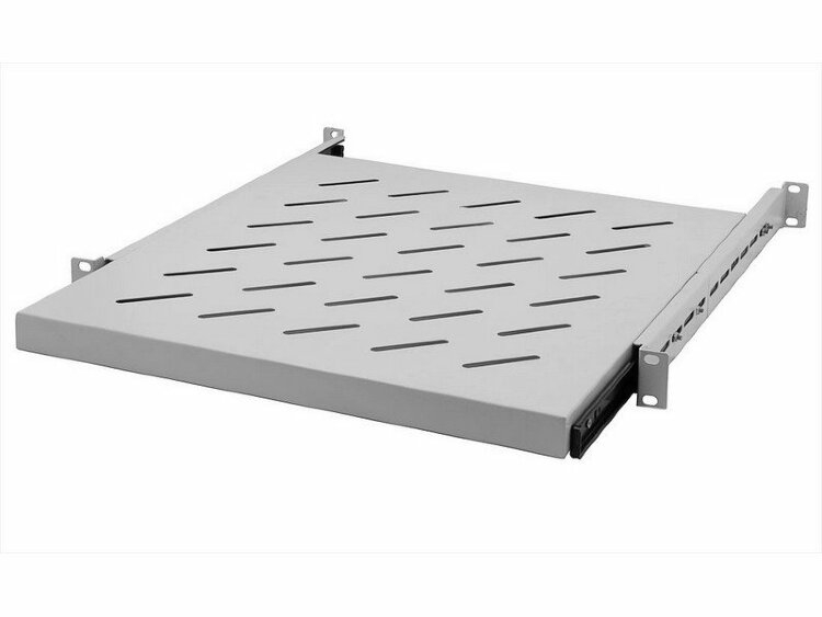 Полка выдвижная, глубина 750мм, 1U, для напольных шкафов глубиной 1000мм, серая — 