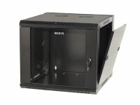 Настенный шкаф 9U, 600x450x501мм, 19", стеклянная дверь, черный, MAXYS фото 1 — 